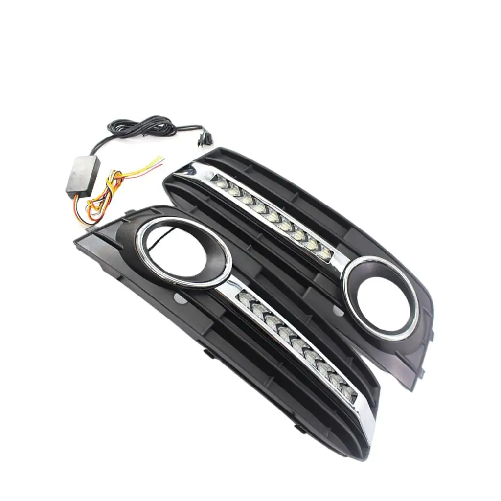 

Flameer Flowing LED Fog Light Cover for Audi A4 B8 DRL Mesh Grille 8KD 807 682