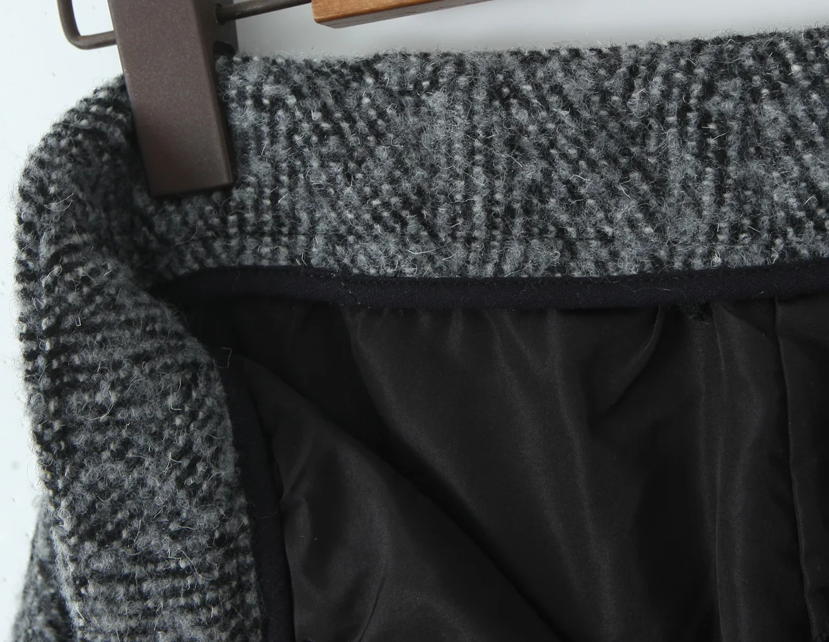 2 Pieces 1 Set CHILL Notched Tweed Weave Oversized Blazer High Waist Package Hips A-line Mini Skirt Suits Matching Gray