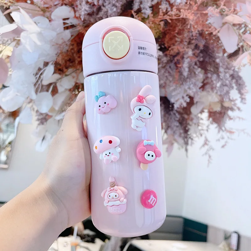 380ml Hello Kitty Stainless Steel Thermos Bottle Cartoon With Straw  Portable Cute Thermos Mug Bounce Cover Travel Students Girl - Pillow Case -  AliExpress