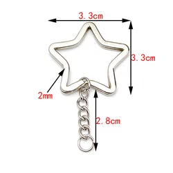 Set of 6 Heart and Star Shaped Metal Key Rings - 6pcs (Star Chain)