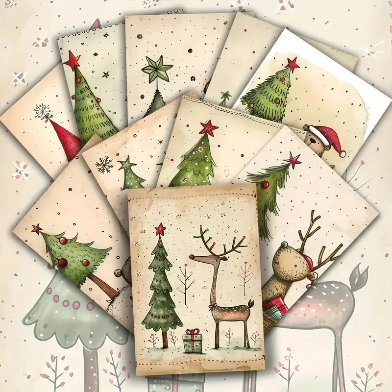 20PCS/Set Cute Animal Christmas Postcards Christmas Theme Greeting Cards Holiday Party Birthday Gifts Creative and Interesting