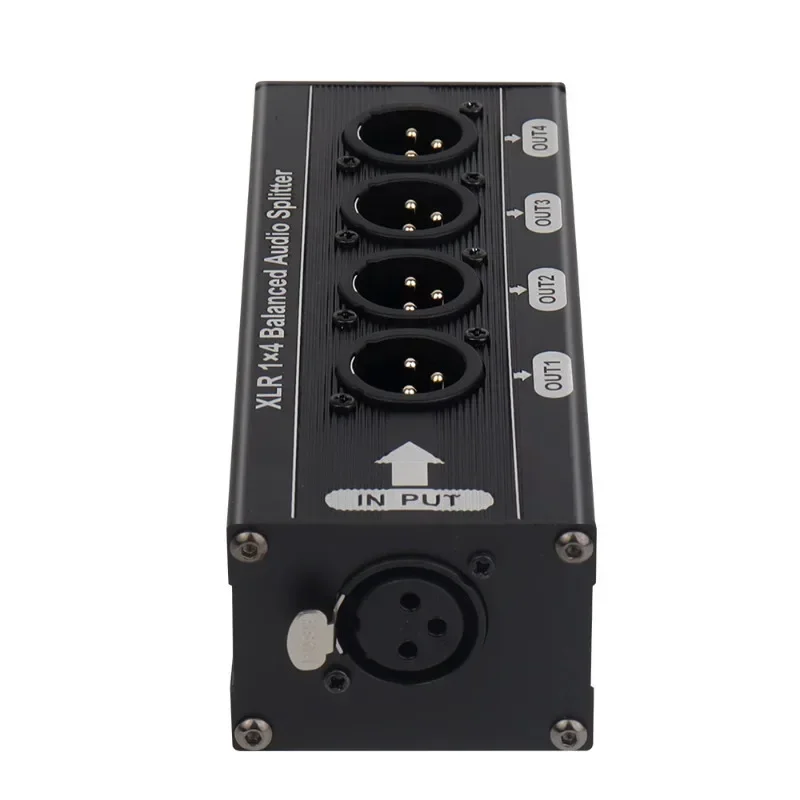 M13K-XLR 1X4 밸런스드 오디오 스플리터 1입력 4출력 XLR 오디오 스플리터 XLR 오디오 신호 분배기 박스
