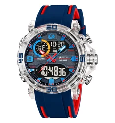 STRYVE Men's Military - Style Waterproof Quartz Watch with LED Dual Display and Alarm (Blue)