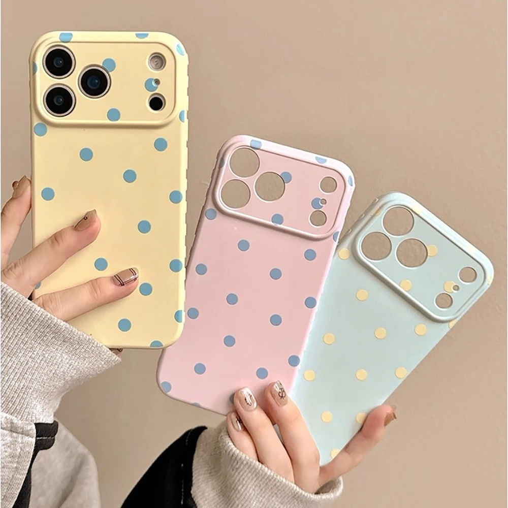 Lovely Polka Dot Candy Pink Soft Phone Case - Korean-Inspired Protective Back Cover