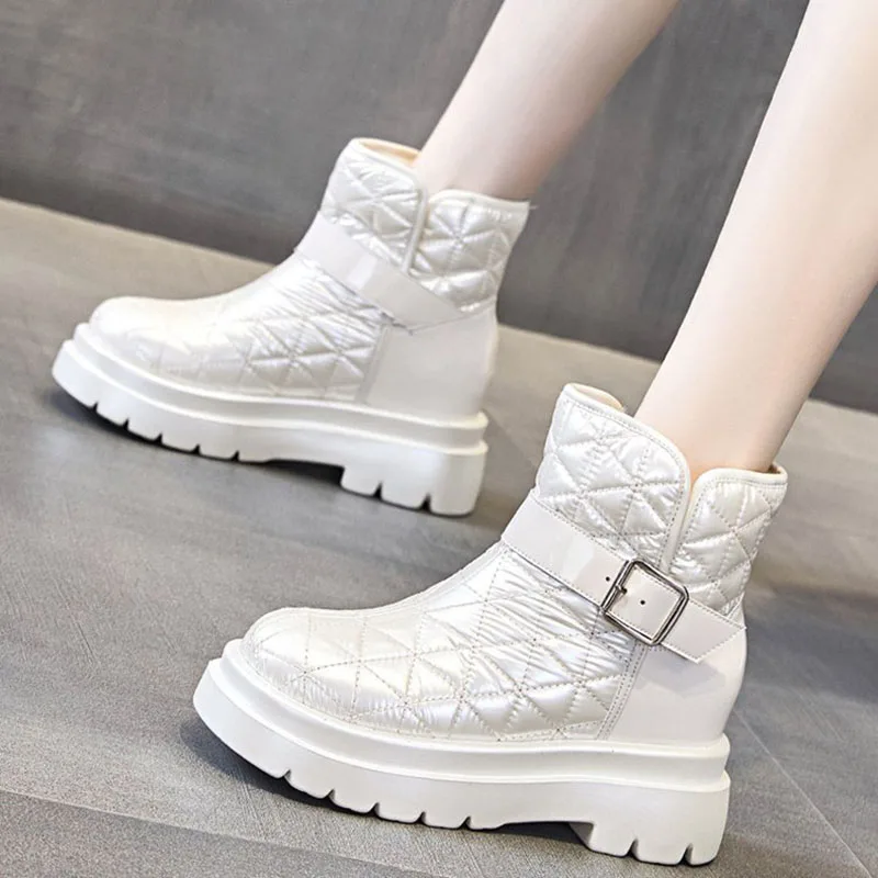 

Snow Boots Women's Winter Warm Cotton Shoes 2021 Woman Height Increase Waterproof Non-slip Plus Velvet Thick Platform Ankle Boot