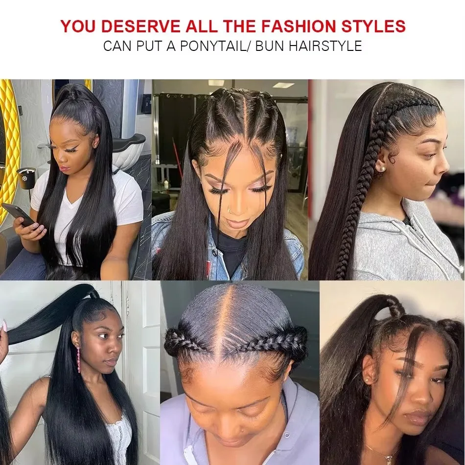 Parrucche Pre-tagliate 13x4 13x6 da 30-40 Pollici, Senza Colla, Pronte all'Uso, Capelli Umani 5×5 Pre-tagliati, Densità 200 con Baby Hair per Donne - immagine 6