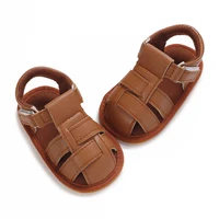 0-18M Newborn Baby Shoes Boys and Girls Summer PU Soft Rubber Sole Anti slip Baby First Step Walking Shoes Baby Sandals 4