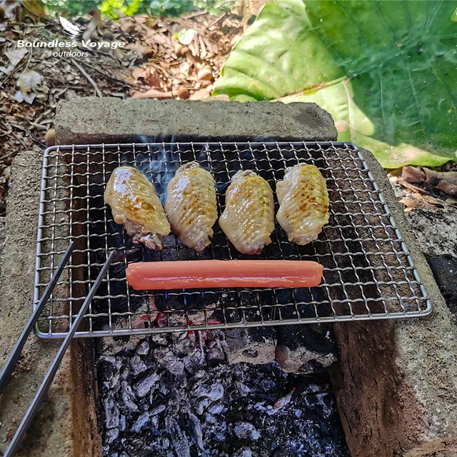 Határtalan Út Titanium Bbq Food Grill Függő Láncszén Szén Kemence Grillezés Kemping Piknik Kerti Asztali Edények - Image 6