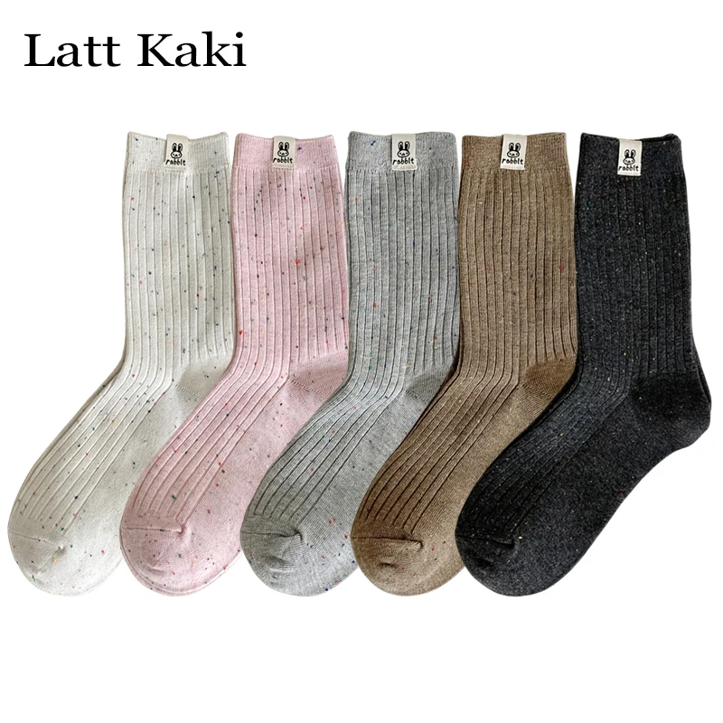 

5 Pairs Per Lot Women's Socks Korean Style Trendy Casual Dots Cartoon Crew Socks For Girls Novelty Warm Socks Set Comfortable