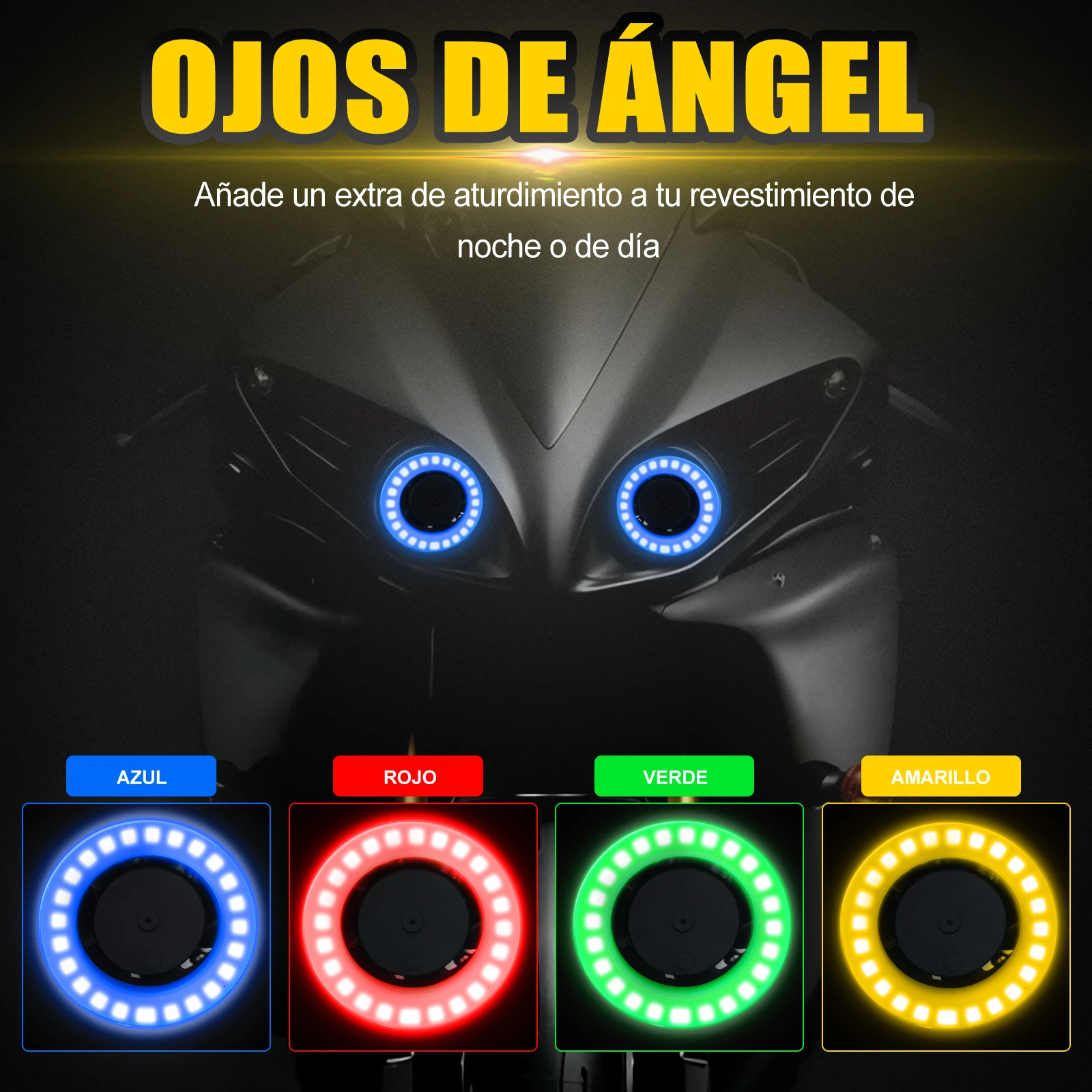 Angel Eye LED Farol de carro, lâmpada Hi-Low, Auto Plug and Play, Lâmpada Scooter, Branco, Auto, H4, Cor 1x4, H1, P43T, 6000K, 12 V, 24V