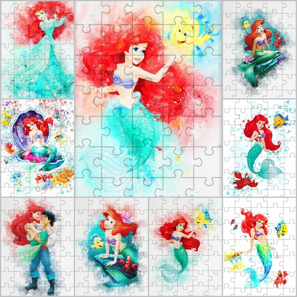 

The Little Mermaid 35 Pieces Mini Jigsaw Puzzle Disney Princess Ariel Assembled Puzzle Nursery Kids Education Decompression Toys