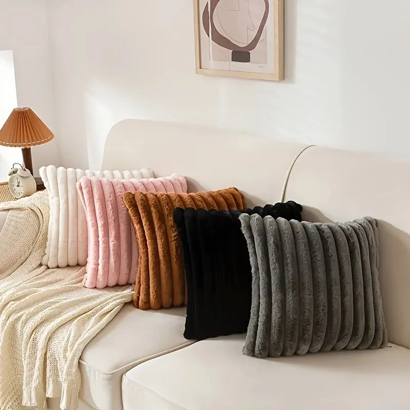 Pillow Case 1pc Stripe Corduroy Creative Home Fabric for Sofa Bedroom Car Home Decoration