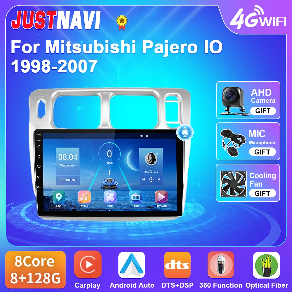 

JUSTNAVI Android 10 For Mitsubishi Pajero IO 1998-2007 Car Radio 4G WIFI Player Carplay Android Auto GPS Navigation 2 Din No DVD