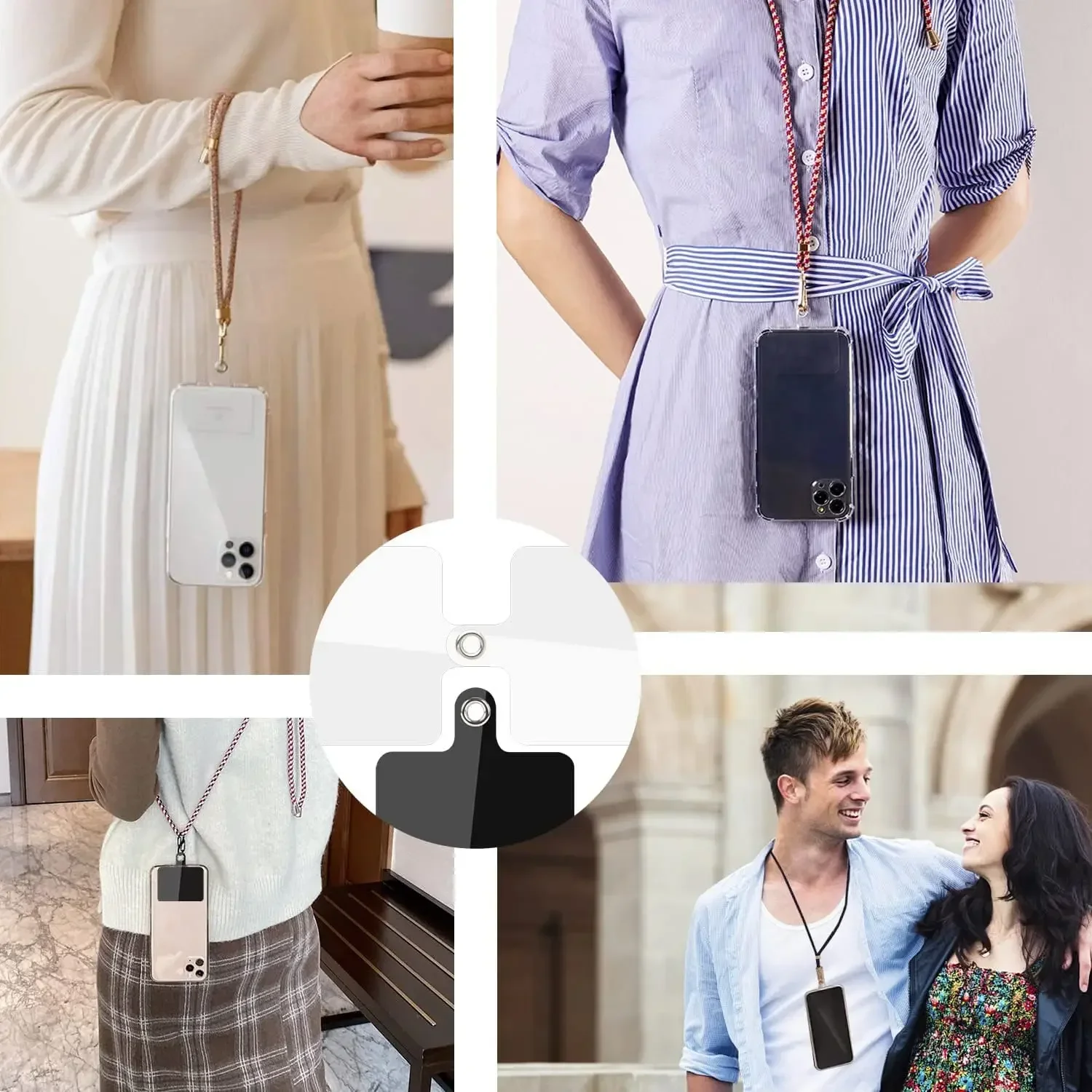 1-10PCS Transparent Patch Clip Mobile Phone Hanging Cord Clip Lanyard Tab Anti Lost Replacement Lanyards Strap Patch Tether Tabs