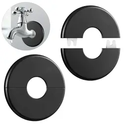 ABS Self-Adhesive Faucet Decorative Cover Black White Round Pipe Wall Covers Shower Faucet Cover Bathroom Kitchen Accessories
