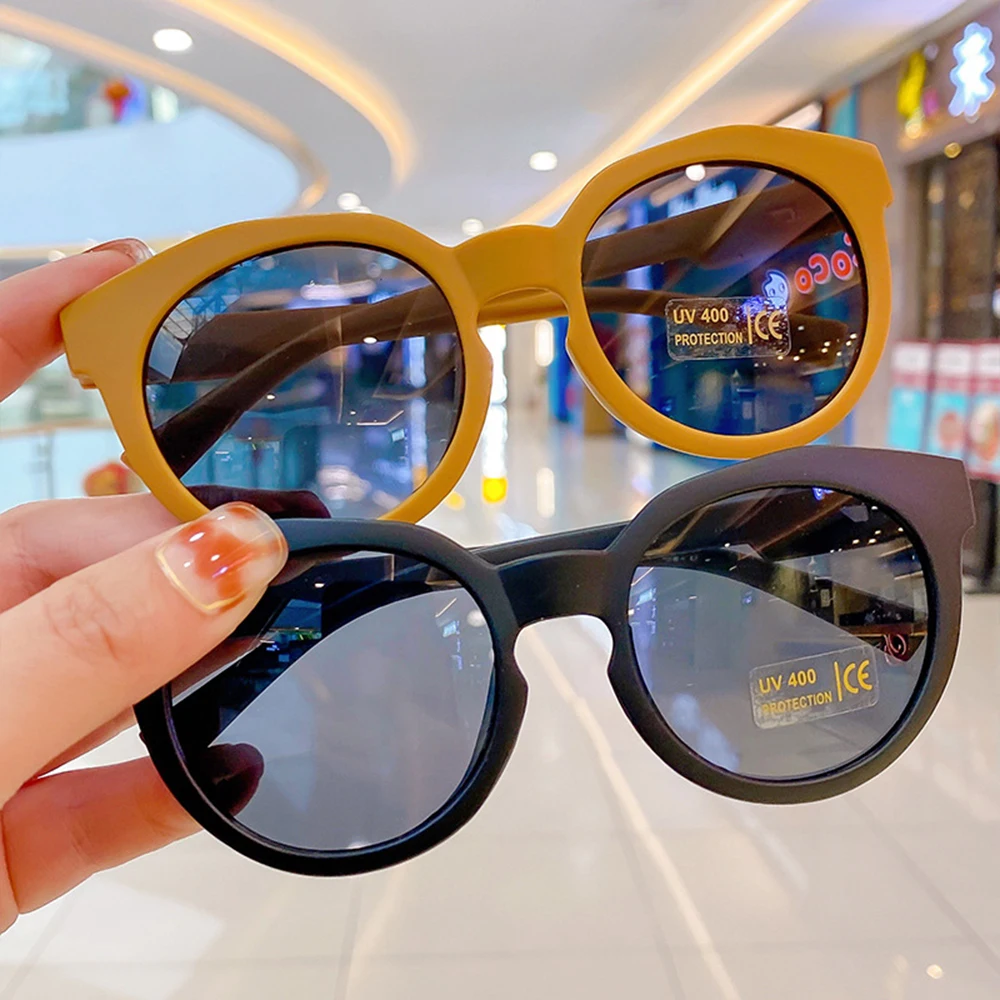 Children'S Round Large Frame Sunglasses For Girls Boys Uv400 Protection Baby Trendy Fashion Kids Sunshade Sunglasses