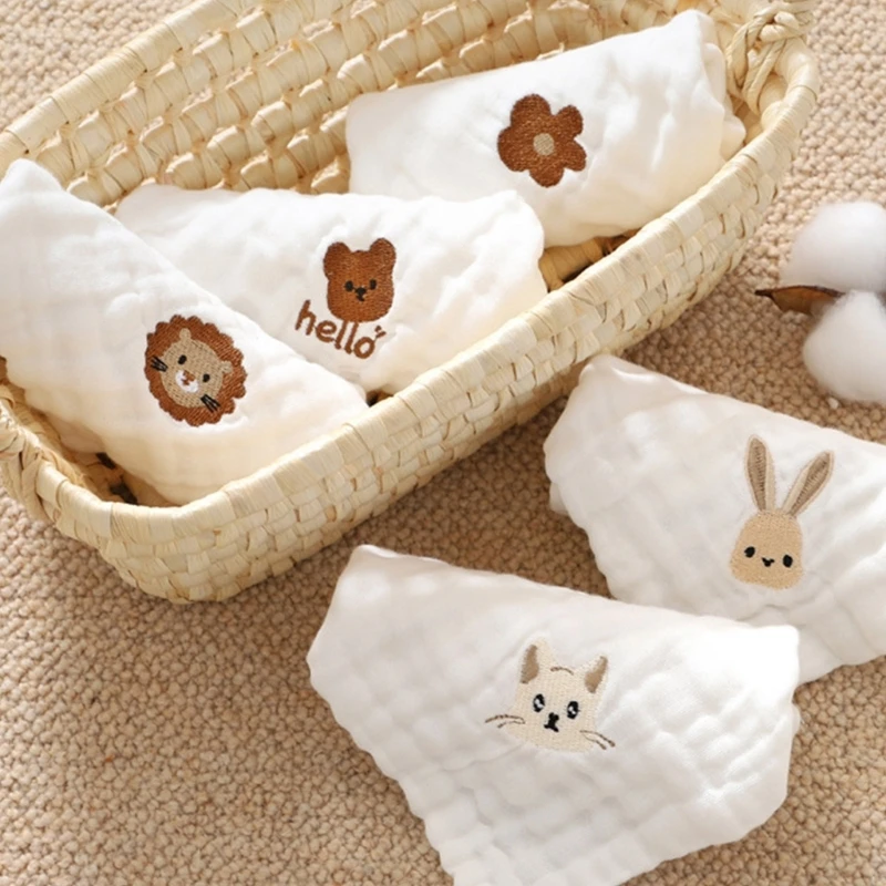 Baby Square Towel 6 Layers Cotton Handkerchief Face Towel Washcloth Gauze Burp Cloths Bathing Feeding Bib Drooling Bib bath towel cotton towel baby towel muslin towel square towel