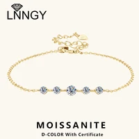 Lnngy Certified Five Stone Moissanite Bracelet 925 Sterling Silver Chain Bracelets for Women Charm Hand Jewelry 2026 Trend Gift