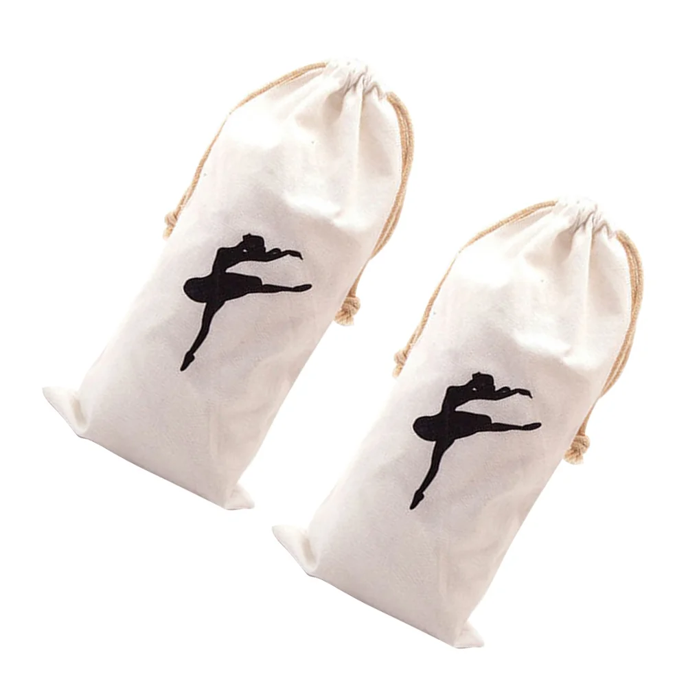 

2Pcs Dance Bag Point Shoe Bags for Ballet Girl Canvas Bags Drawstring Dance Bags