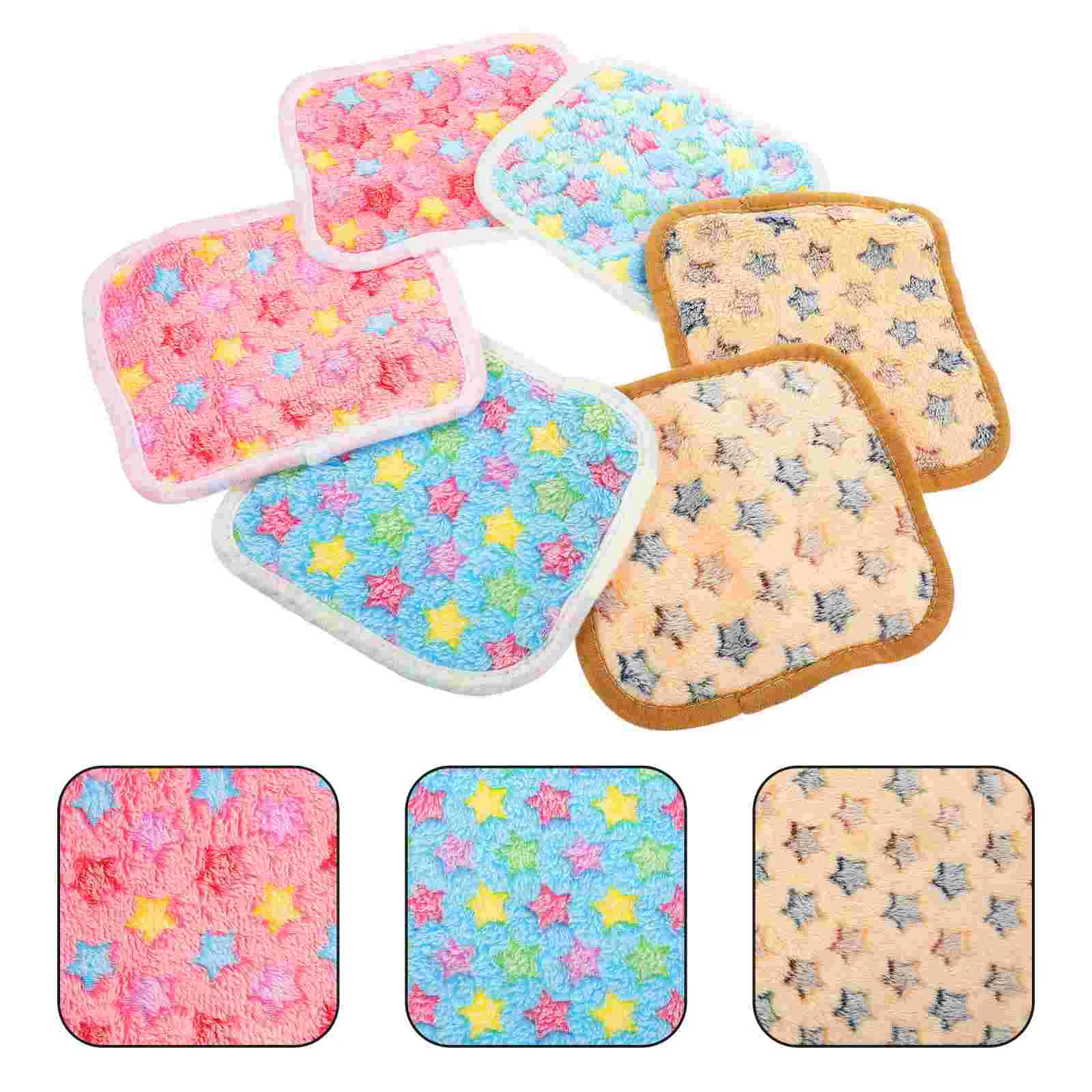 

6 Pcs Hamster Nest Blanket Wool Blankets Convenient Mat Cage Liner Accessories Comfortable Pad Household Coral Fleece Warm