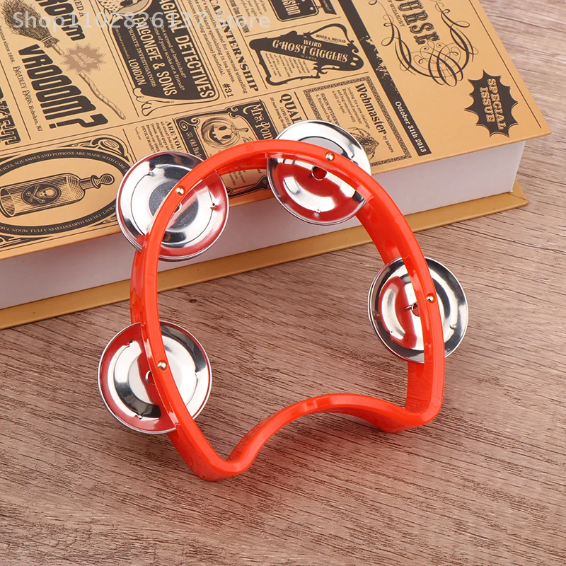 1pcs Early Educational Toy Handbell Tambourine Metal Bells Plastic Rattle Ball Percussion KTV Party Kids Game Musical Instrument