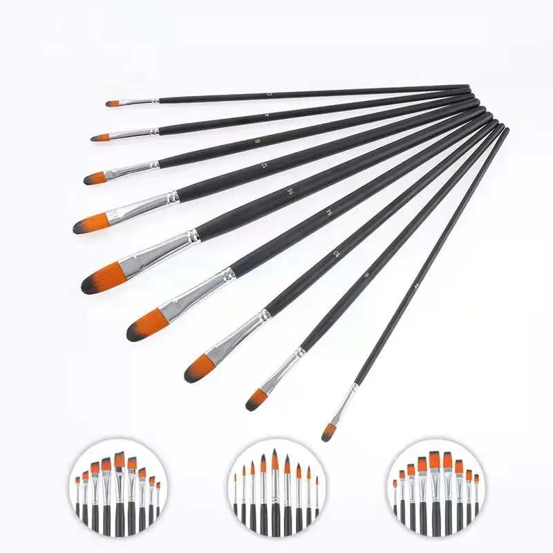 9 watercolor brushes gouache nylon wool copper tube painted acrylic pens art supplies paint brush set |