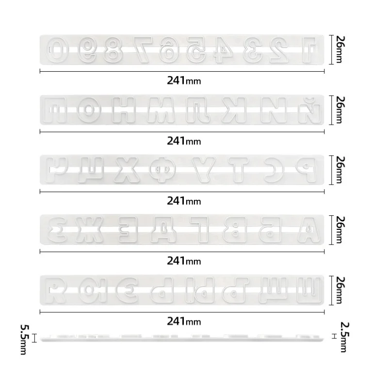 Cake tool Russian Alphabet Letters & Numbers Funky Stencil cookie cutter set 5 pcs for pastry