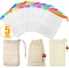 1/3/5pcs Mesh Soap Bag Saver Pouch Bar Soap Exfoliating Mesh Bags for Shower Bubble Foam Net Pocket PE Nylon Natural Sisal Bags 1