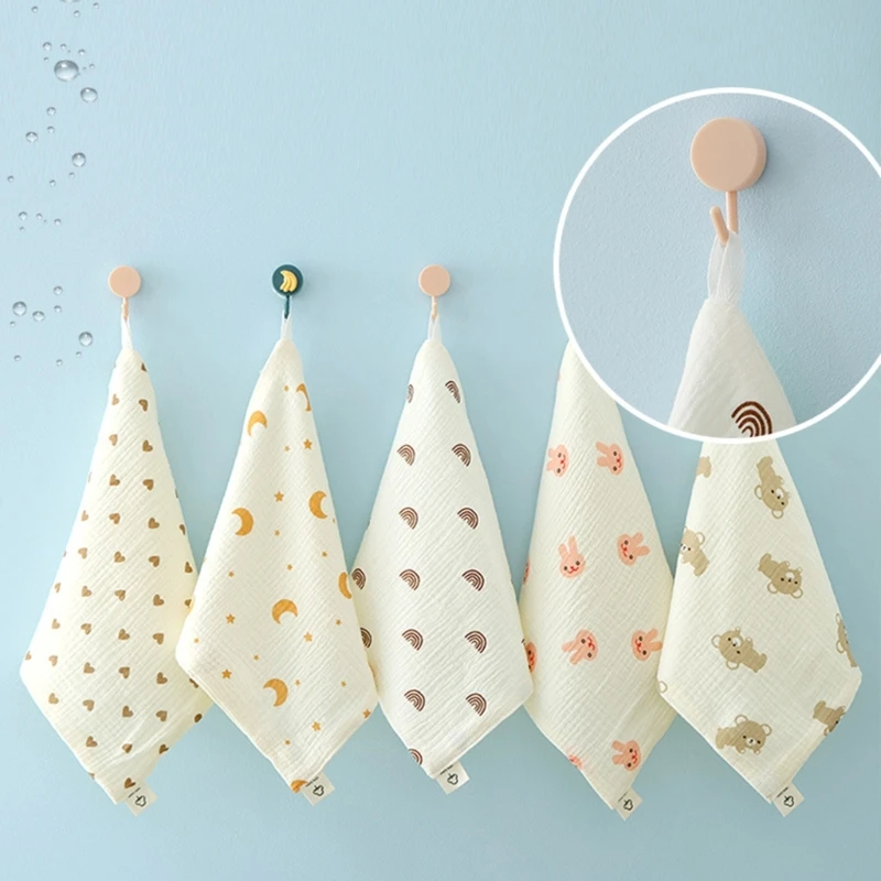 Baby Washcloth Muslin Square Hand Towel Soft Reusable Newborn Face Towel 4-Layers Cartoon Baby Wash Cloths Shower Gift