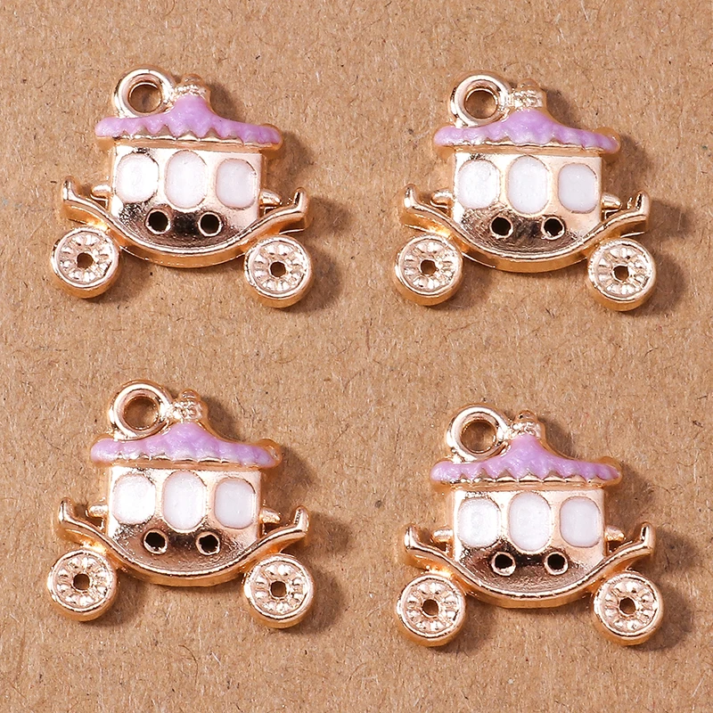 10pcs 15*14mm Enamel Pumpkin Carriage Pendant Charm for Jewelry Making Earrings Necklace DIY Bracelet Accessories Supplies