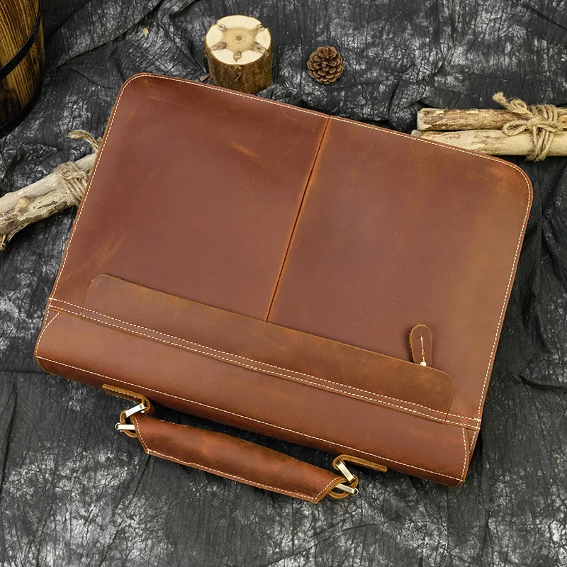 Distressed Large Leather Lenovo Mens Messenger Laptop Bag Briefcase