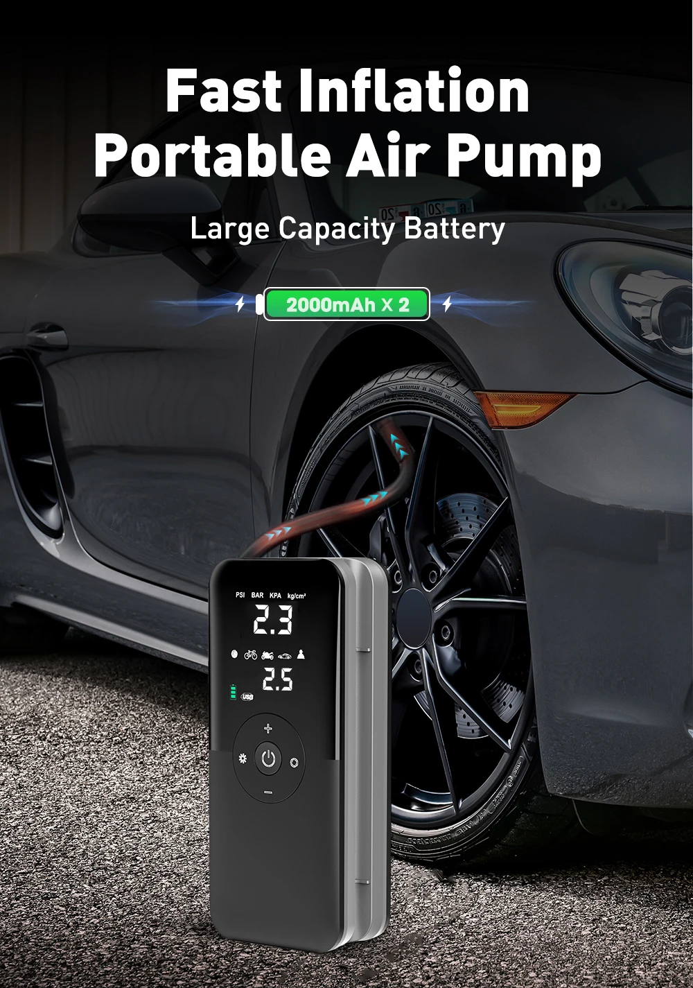 

Rechargeable Air Pump Tire Inflator Portable Compressor Digital Cordless Car Tyre Inflator For Bicycle Balls