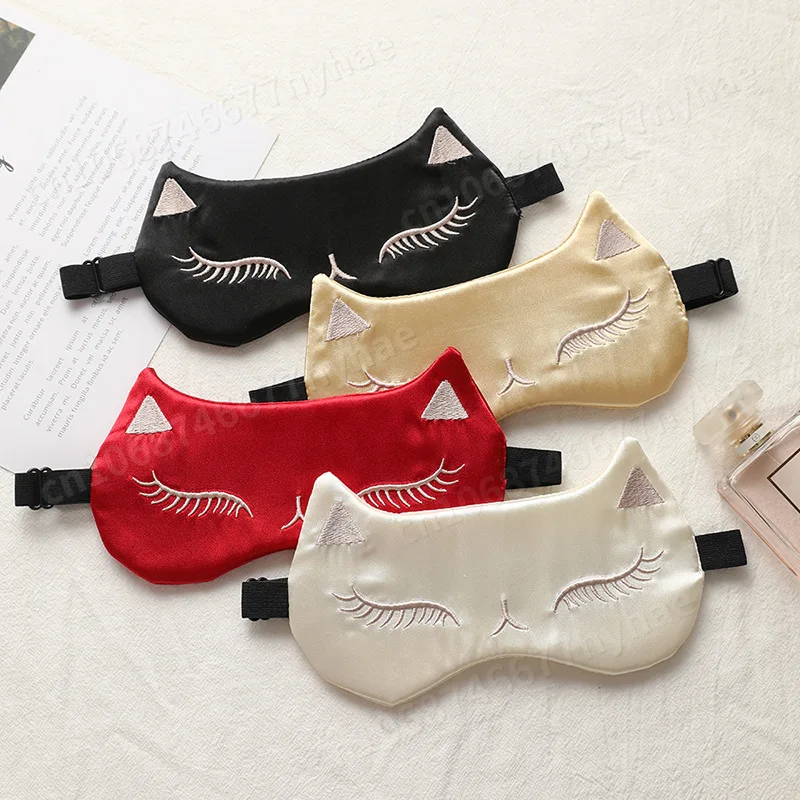 Silk Sleep Imitated Eye Mask Night Eyeshade Eyes Cover Smooth Women Men Fox Travel Relax Eyepatch Breathable B       shade s        patch_voghion.com