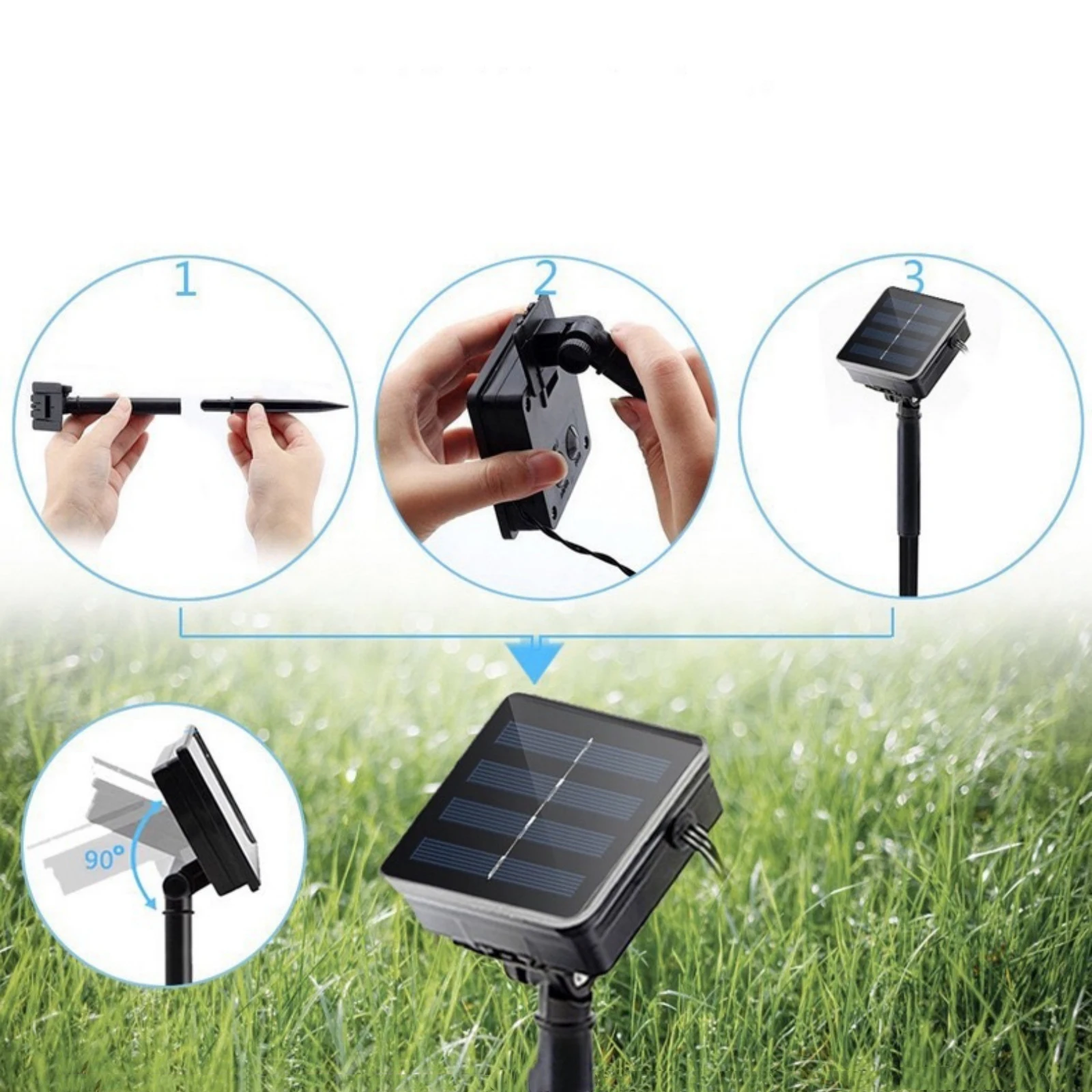 5V 태양광 LED 스트립 조명 60LED/M 8가지 조명 모드 리모컨 키트 1200mAh 야외 방수 따뜻한 백색 발코니 정원 장식