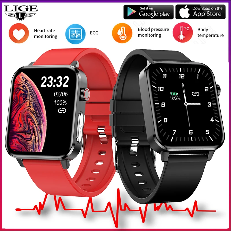 

LIGE ECG + PPG Smart Watch Men 2022 Heart Rate Blood Pressure Monitor Women Watches Blutooth Call Smartwatch For Huawei Xiaomi