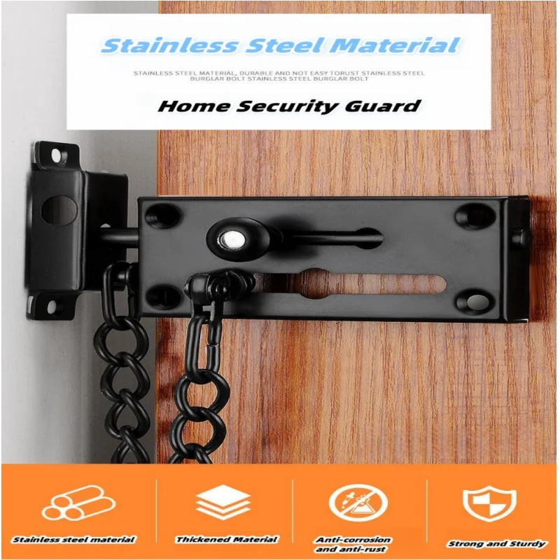 

Stainless Steel Anti-theft Chain Thickened Safety Lock Door Buckle Anti-theft Latch Chain Wooden Door Lock Anti-theft Buckle