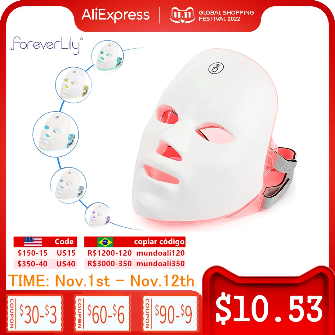 Usb Charge 7colors Led Facial Mask Photon Therapy Skin Rejuvenation Anti Acne Wrinkle Removal Skin Care Mask Skin Brightening - Led Light Beauty Devices - AliExpress