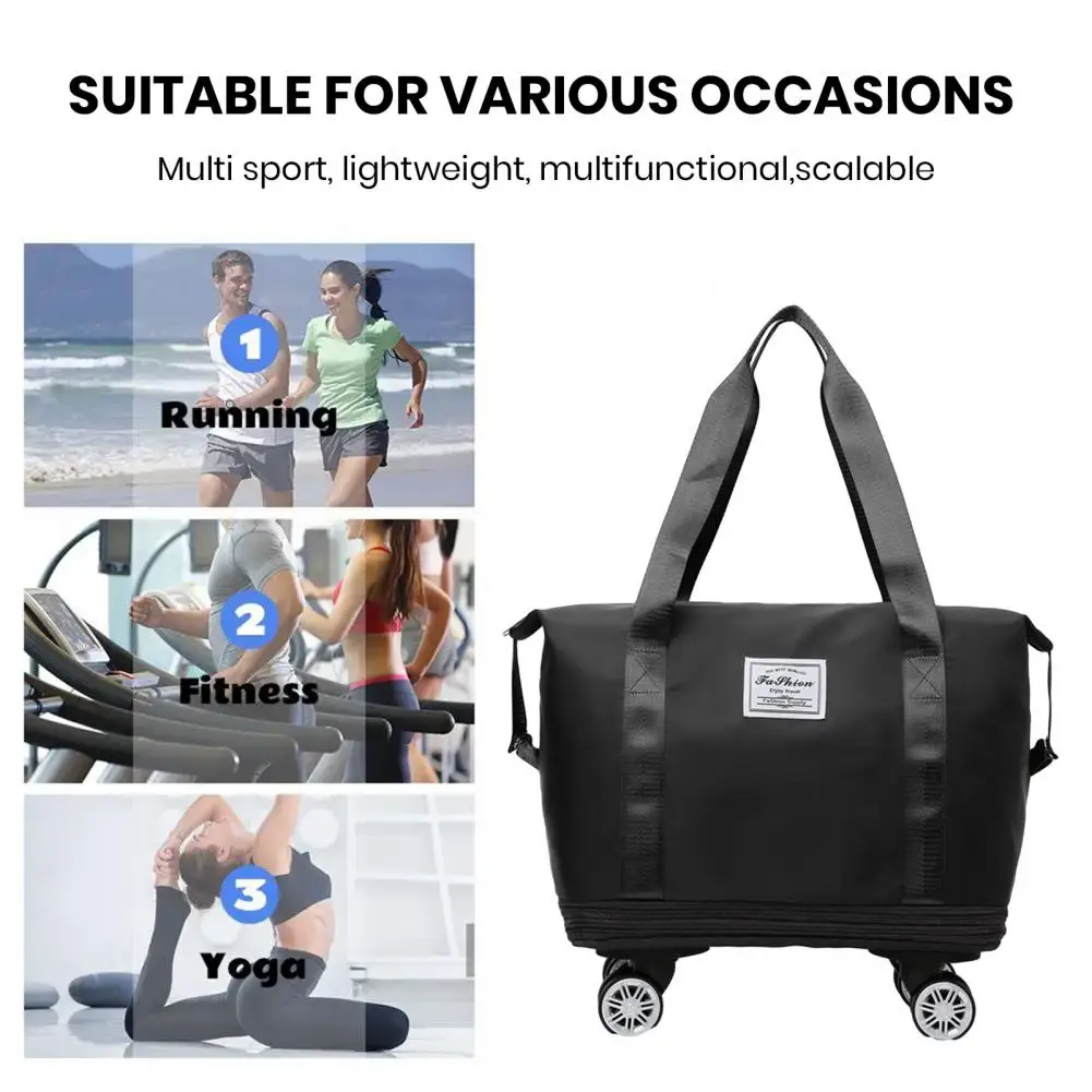 

Luggage Organizer Bag Capacity Waterproof Duffel Bag with Detachable Wheels for Gym Travel Oxford Cloth Suitcase Shoulder Bag