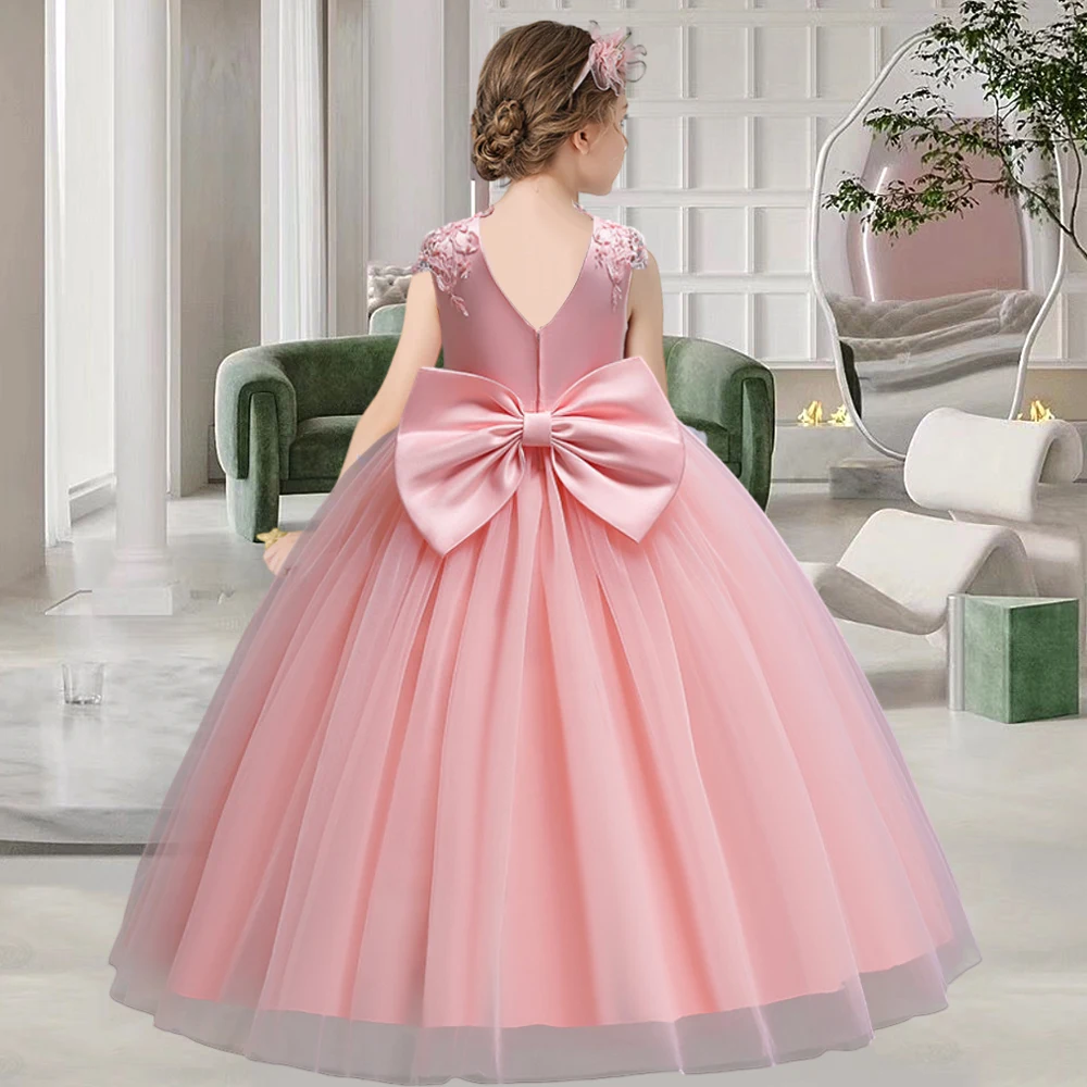 

Lace 4-14yr Girl Dresses New Year Clothes Girls Birthday Wedding Party Pageant Sleeveless Long Princess Dress Christmas Costume