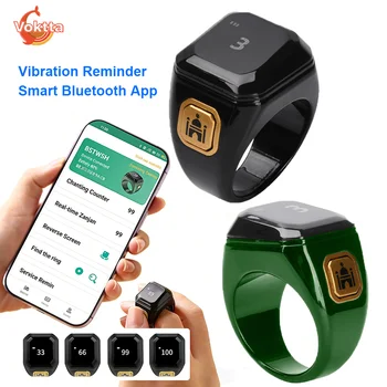 Anello Contatore Intelligente Bluetooth con App, Display Digitale OLED, Sveglia, Promemoria Orario di Preghiera con Vibrazione, Contatore Zikr per Musulmani