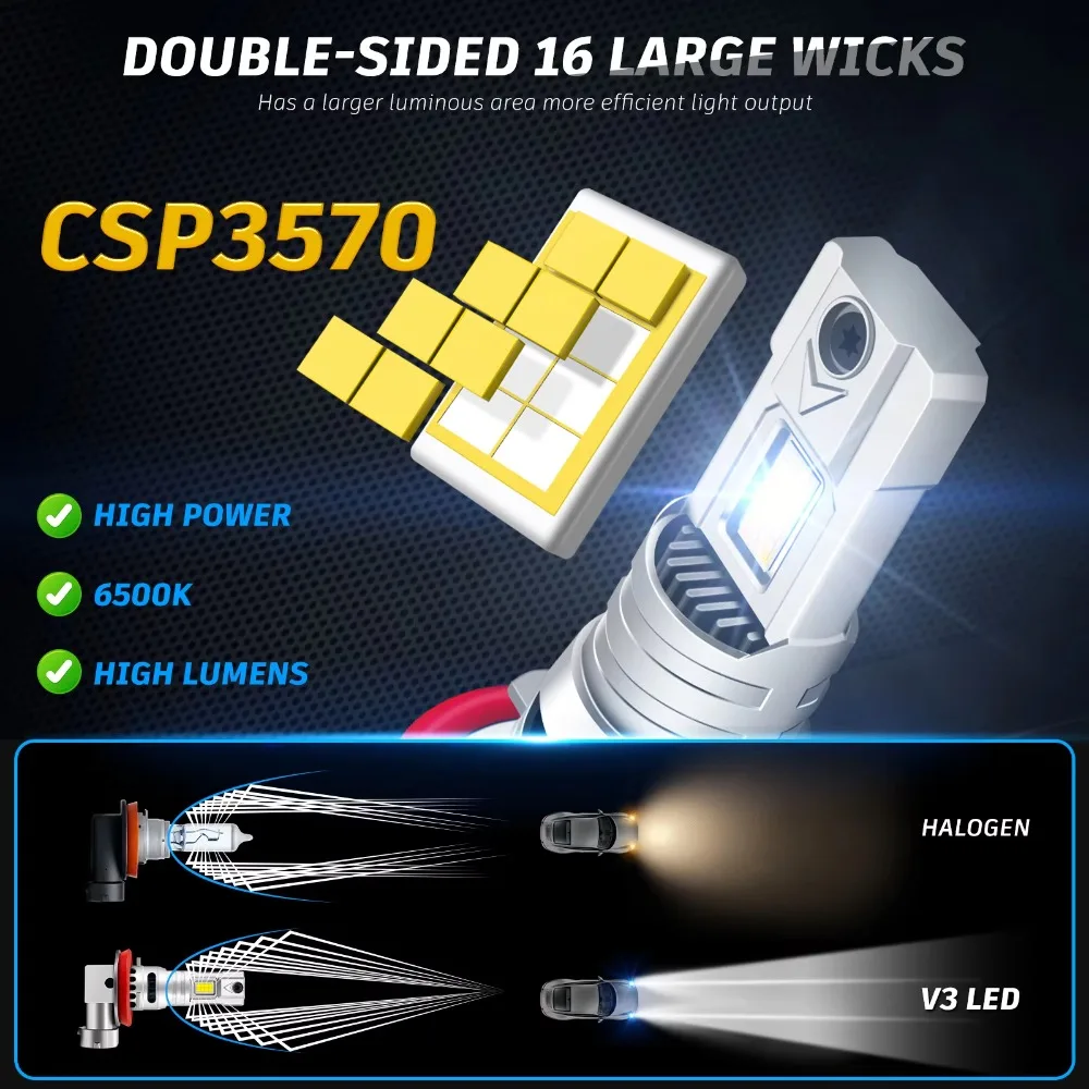 2개입 CANBUS H11 LED 헤드라이트 전구 30000LM 110W 고출력 자동차 안개등 6500K 12V 자동차 헤드램프 주행등