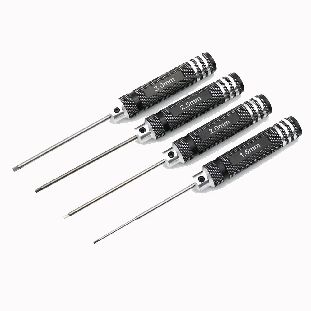 RC 자동차용 4PCS 1.5/2/2.5/3.0mm 검정색 육각 드라이버 알렌 렌치 수리 도구 세트
