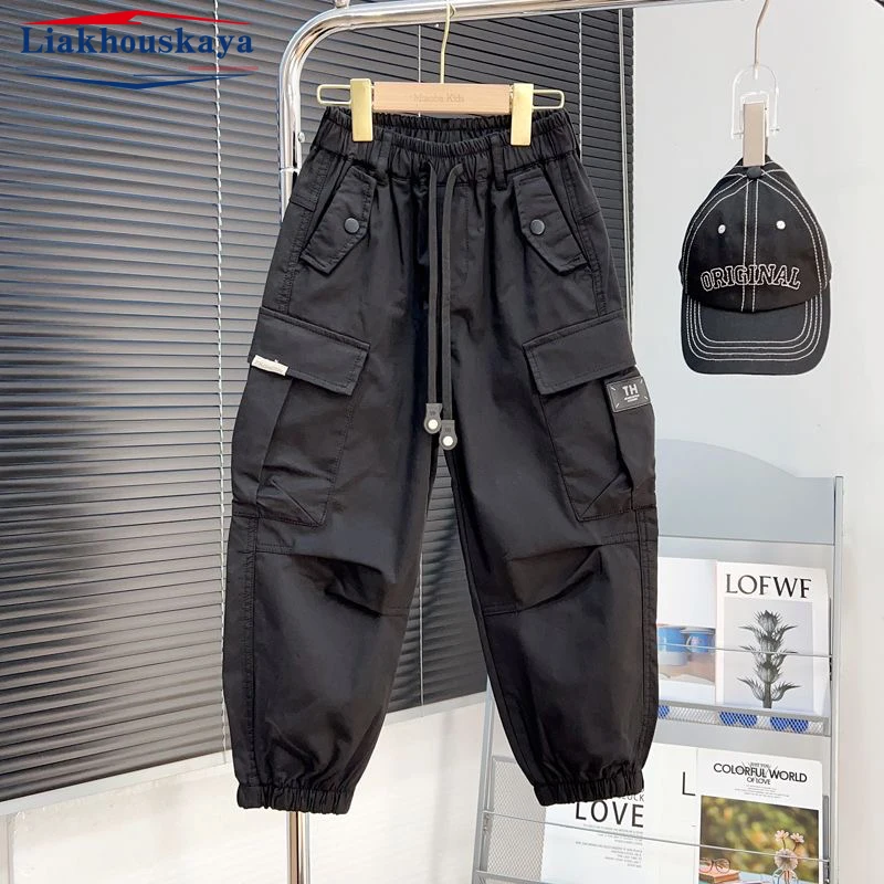 Cargo Pants For Boys Spring Autumn Children Trousers Casual Kids Streetwear Pants For 110-170cm