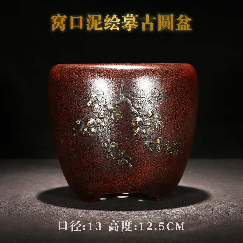 

Ceramic Classical Handmade Bonsai Pot Vase Tradition Chinese Pattern Cubicle Desk Dormitory Room Table Garden Decoration