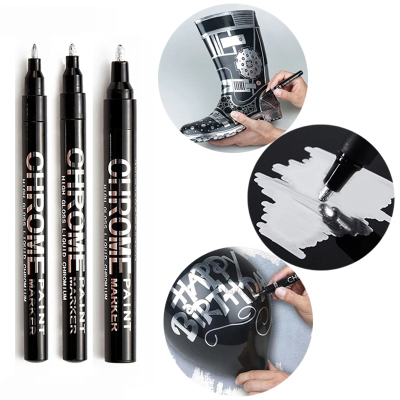 Liquid Mirror Marker Silver Markers Pen DIY Reflective Paint Pens Mirror Markers Finish Plating Metallic Art Craftwork Pen gold silver copper metallic liquid chrome mirror marker pen waterproof ink mirror reflective paint metal pens diy craftwork pen