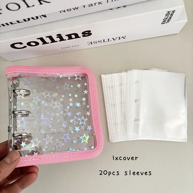 A5 Laser Stern Reißverschluss Binder Sammeln Buch Nachfüllen Organizer DIY Journal Milch Transparent Kpop Idol Fotoalbum Kawaii Briefpapier – Detail 31