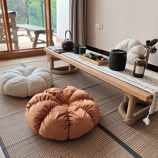 Grand coussin rond de sol en lin, coussin de canapé, Futon, méditation  épaisse, Style japonais, pour balcon, fenêtre, Tatami - AliExpress