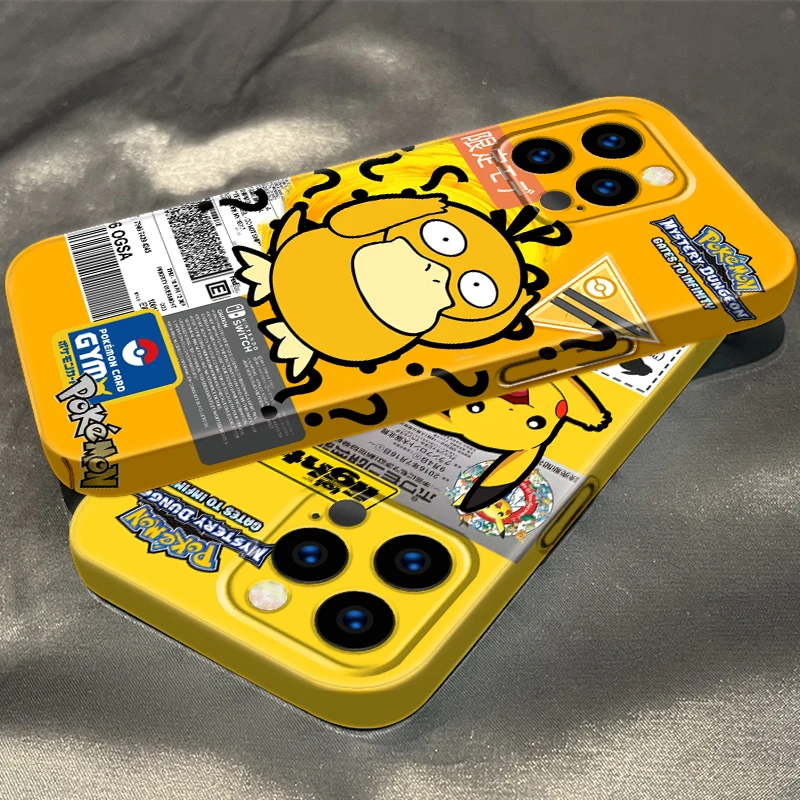 Pokemon Pikachu Psyduck Art Custodia Per Telefono Con Pellicola Per Apple Iphone 14 13 12 Mini 11 Xs Pro Max X Xr 8 7 Plus Se Custodia Rigida Feilin