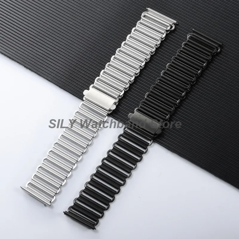 Vintage Stainless Steel Quick Release Watchband - High Quality Universal Metal Bracelet in Multiple Sizes