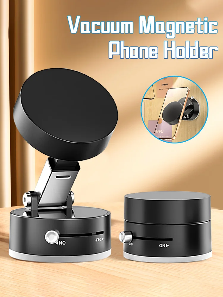 Mini Vacuum Magnetic Suction Cup Holder Car Glass Vacuum Double Sided Magnetic Holder For Iphone Android Smartphone